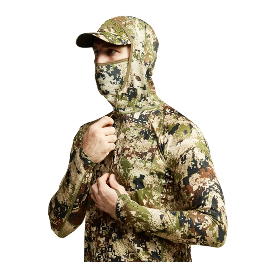 2021 New Custom Hunting Camouflage Bases Layers Mid Weight 1/4 Zip