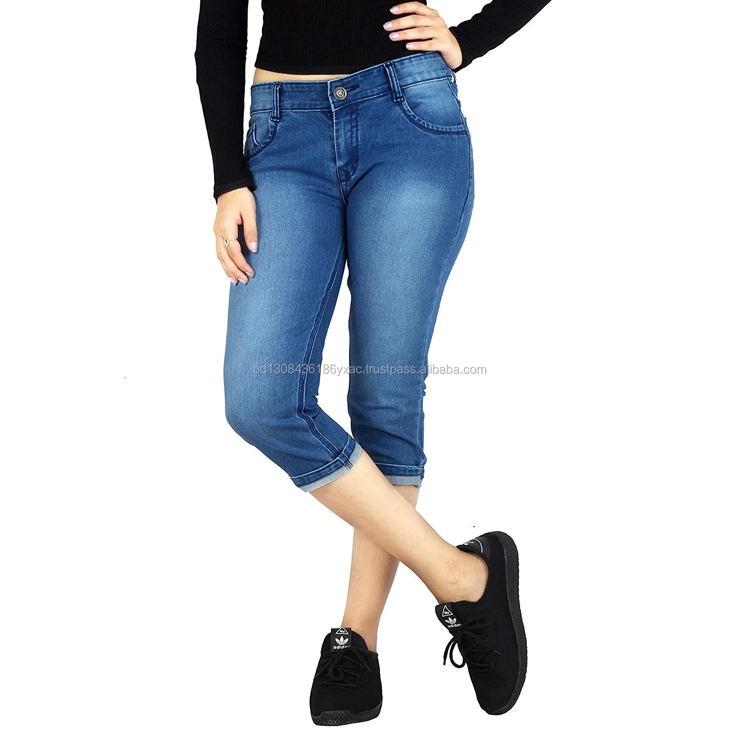 3/4 Length Skinny Jeans Ladies Pants 