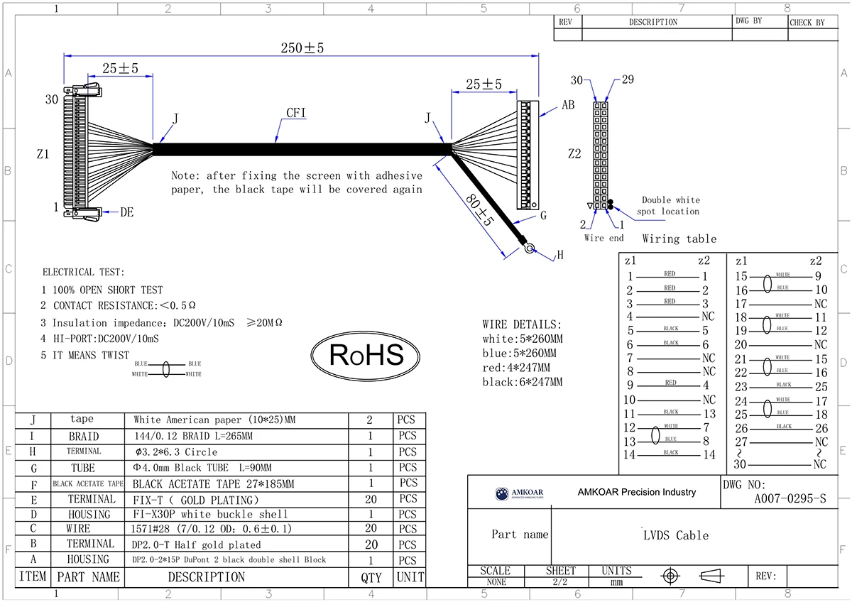 30 pin lvds cable for camera screen - ANKUX.COM