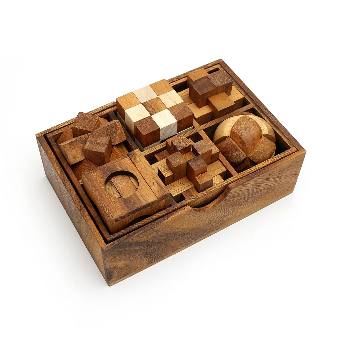 S/L Wooden Puzzle Box for Conversation Starter Playing Cared Game Adults Kids 