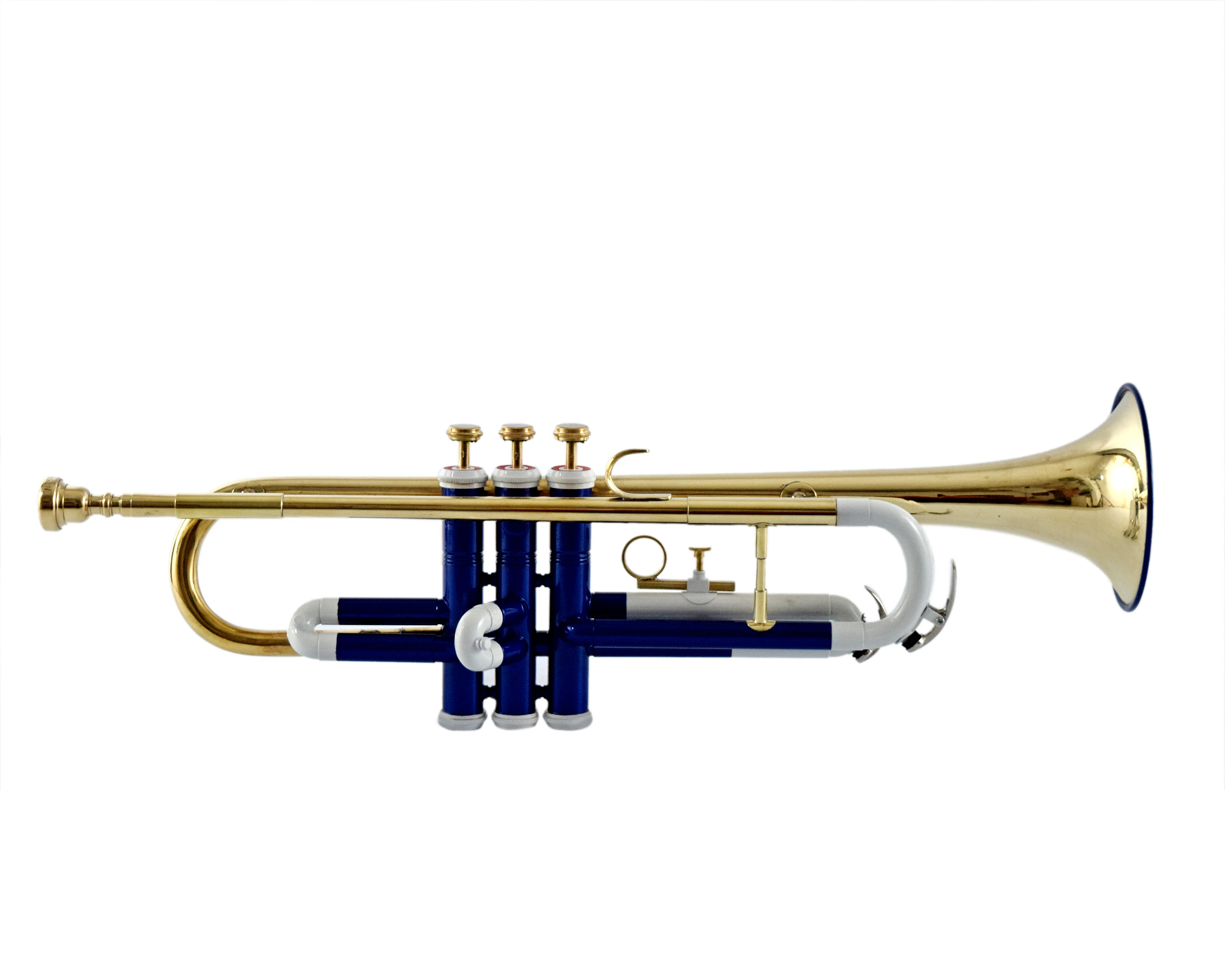 NASIR ALI NEW PROFESSIONAL BB PITCH  TRUMPET WHITE BLUE PREMIUM QUALITY WITH INCLUDE HARDCASE AND MOUTH PIECE