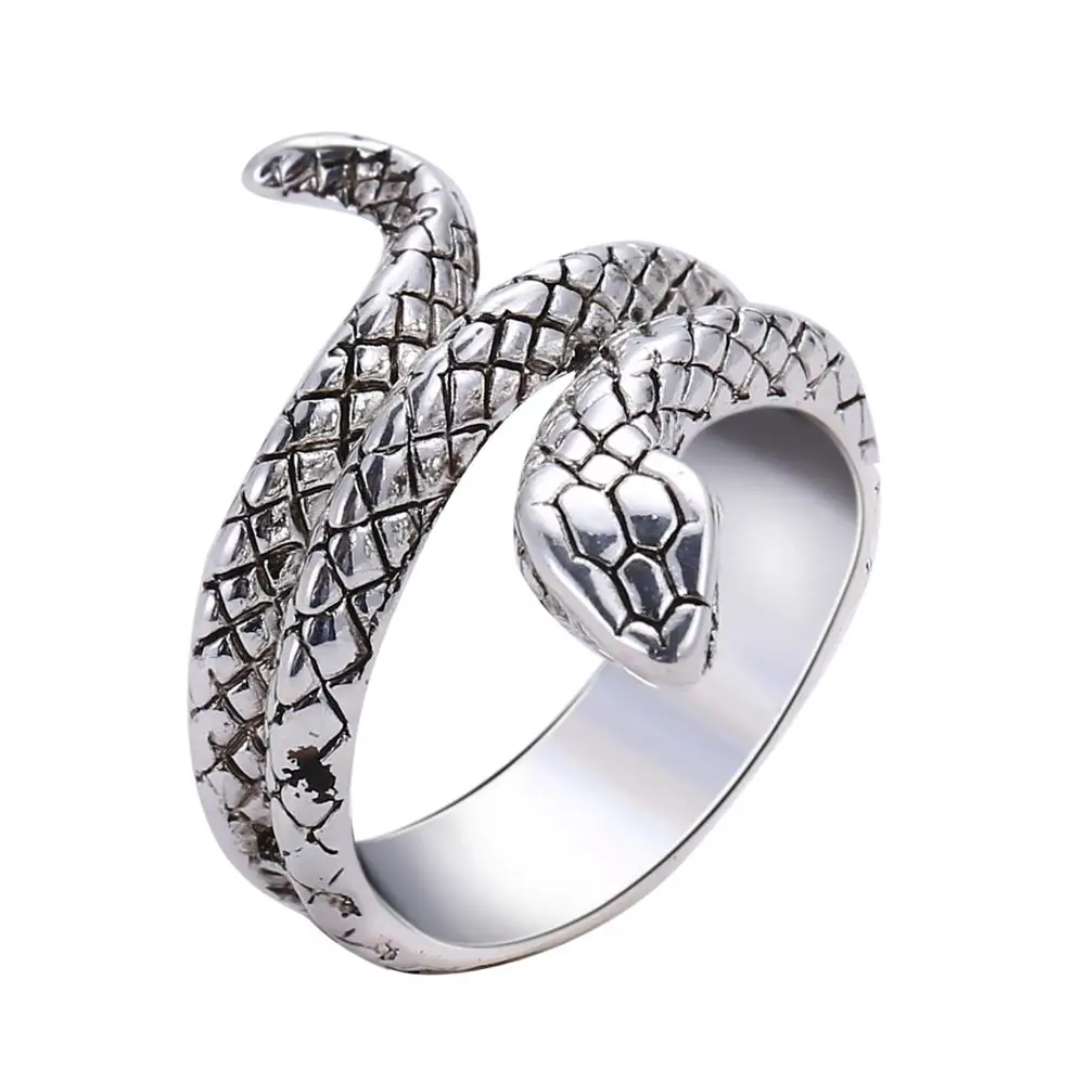 Anello serpente cobra in argento 925‰ con testa oro