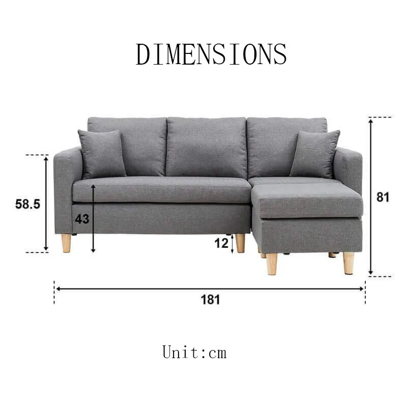 Homa Luxury Fabric Upholstered Lshaped Sofa Living Room Furniture