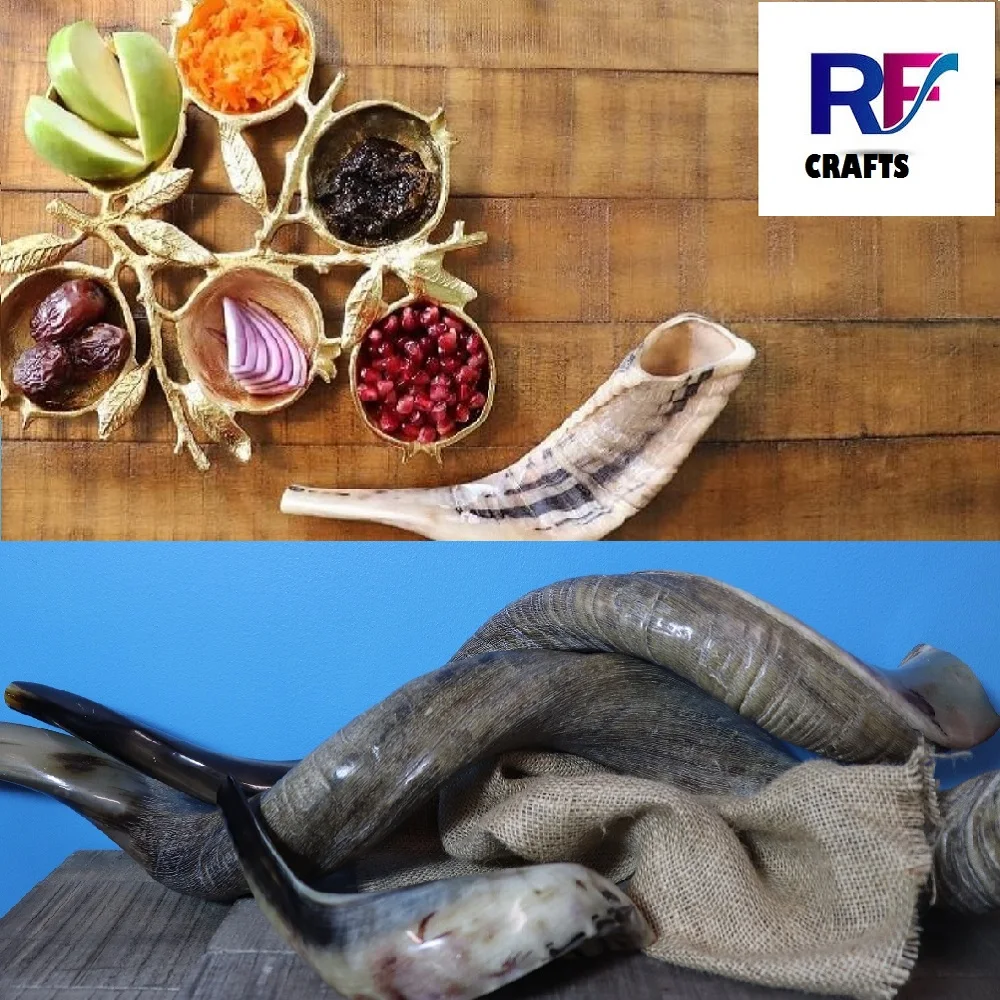 Natural Black Ram Horn Shofar Traditional Musical Instrument For Jewish