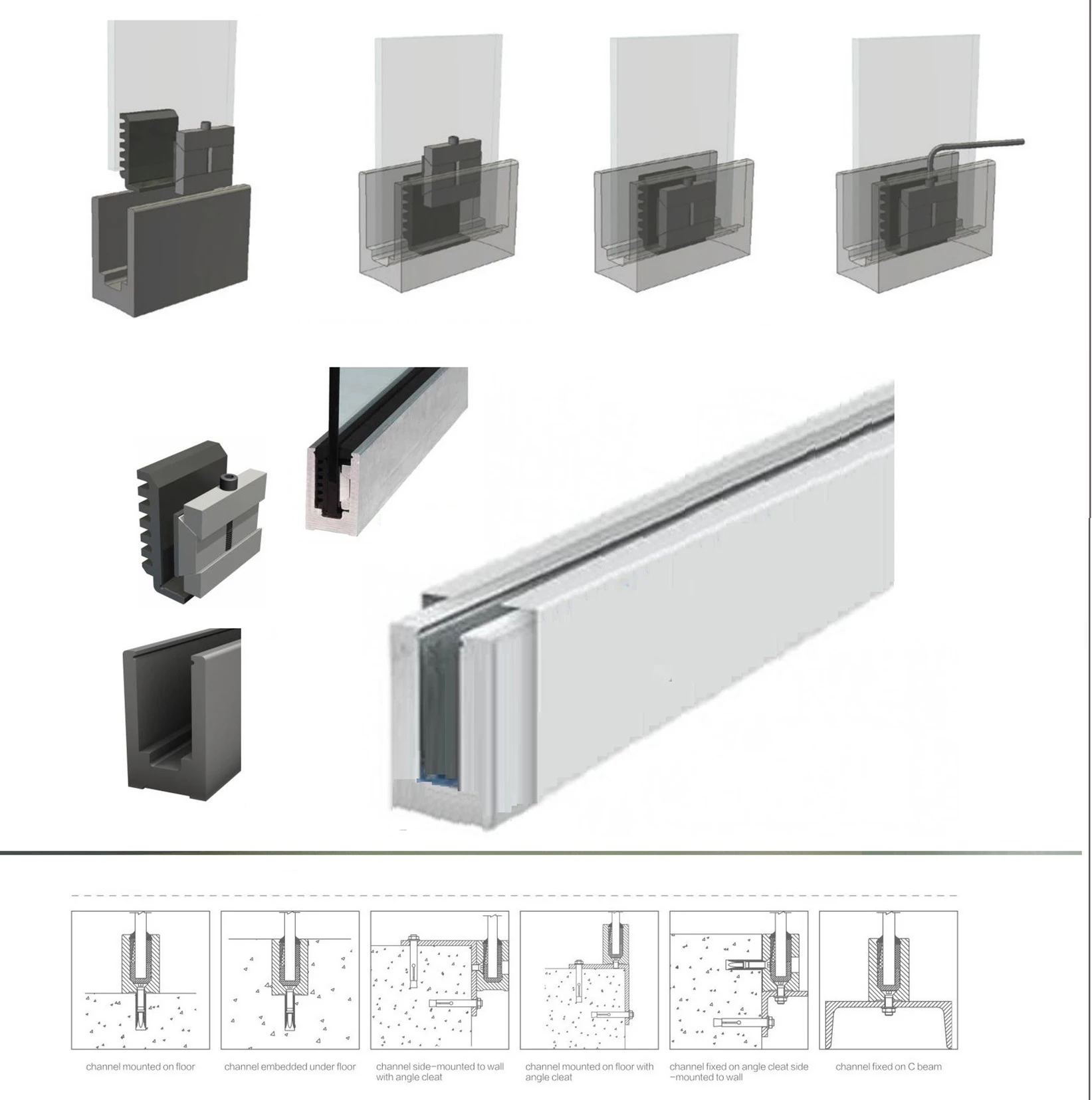 Aluminium U Base Channel For Glass Balustrade   Railing   Fence   Rail 