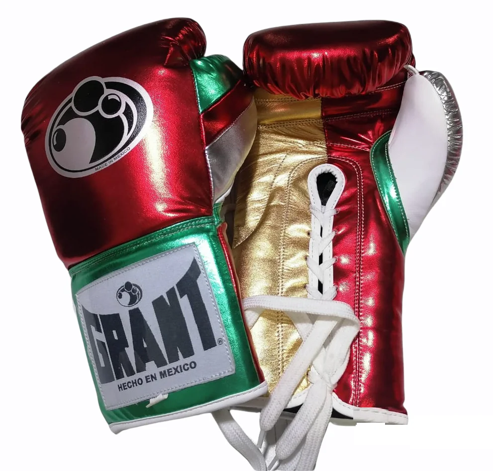 Metallic Shades Cowhide Leather Boxing Gloves Men Laceup Fastening