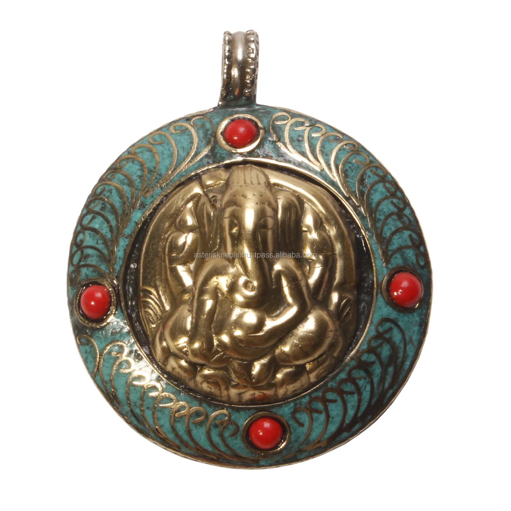 Stone Setting Of Auspicious Hindu Deity Pendant Ritual Stone Ganesh