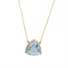 14K Yellow Gold Genuine Diamond Pave Aquamarine Gemstone Charm Gift Pendant Necklace Wholesale Suppliers Handmade Fine Jewelry