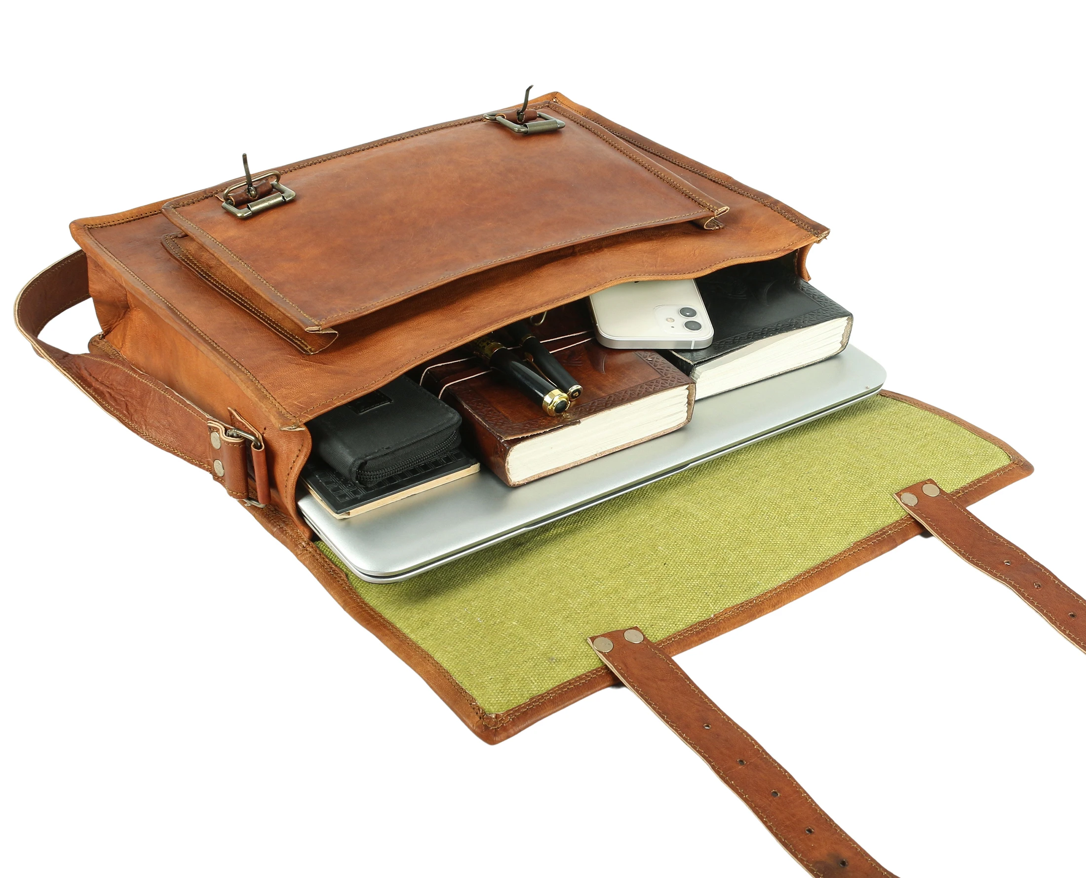 Vintage Crafts Luxury Leather Office Business Brief Case Aktentasche ...