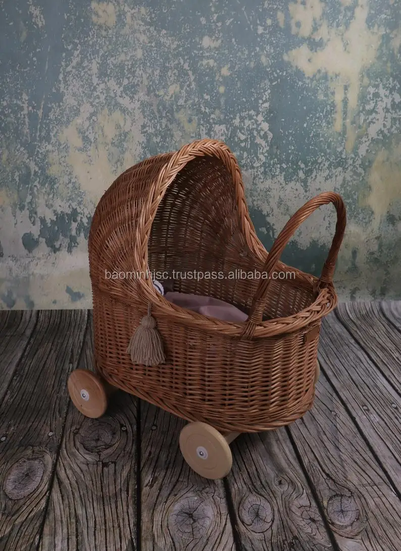 wicker doll bed