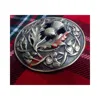 scottish fly plaid sash brooch antique finished secures with pin and hook on back side