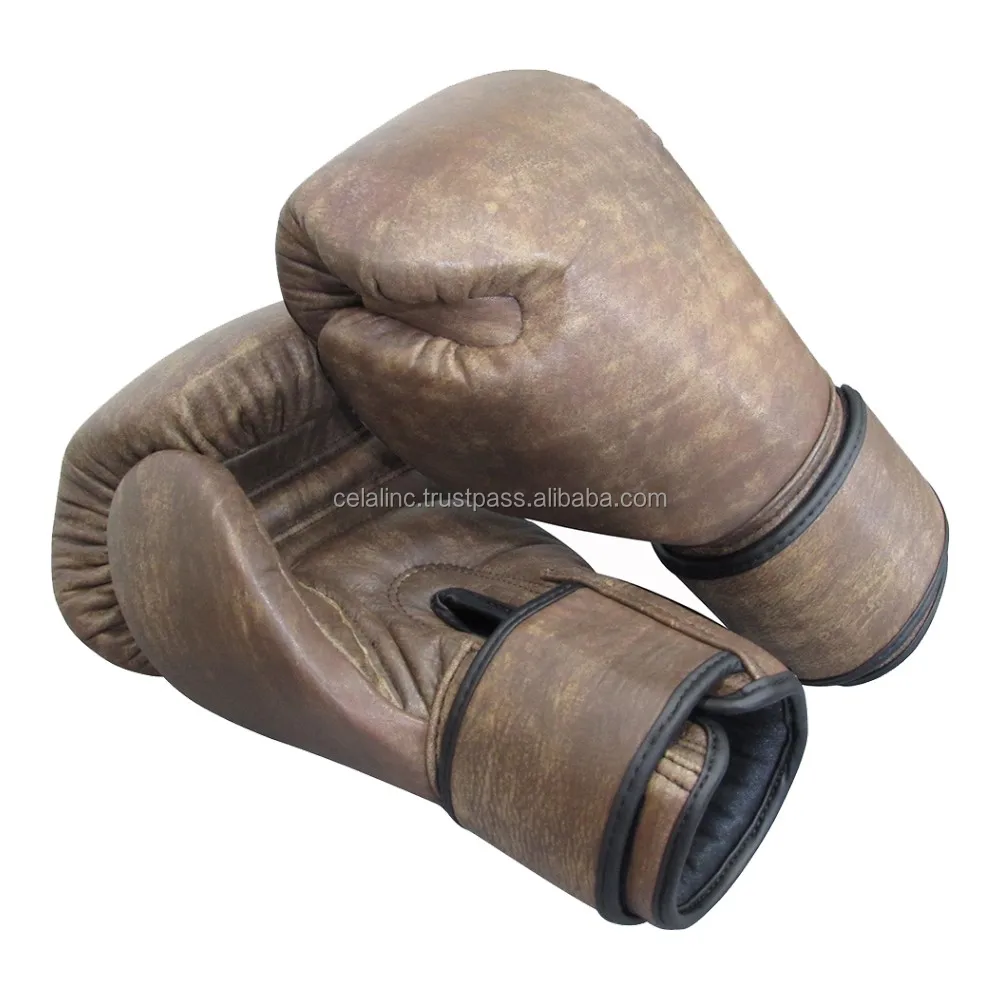 MONTIS Vintage Classic Retro Reddish Leather Boxing Gloves 