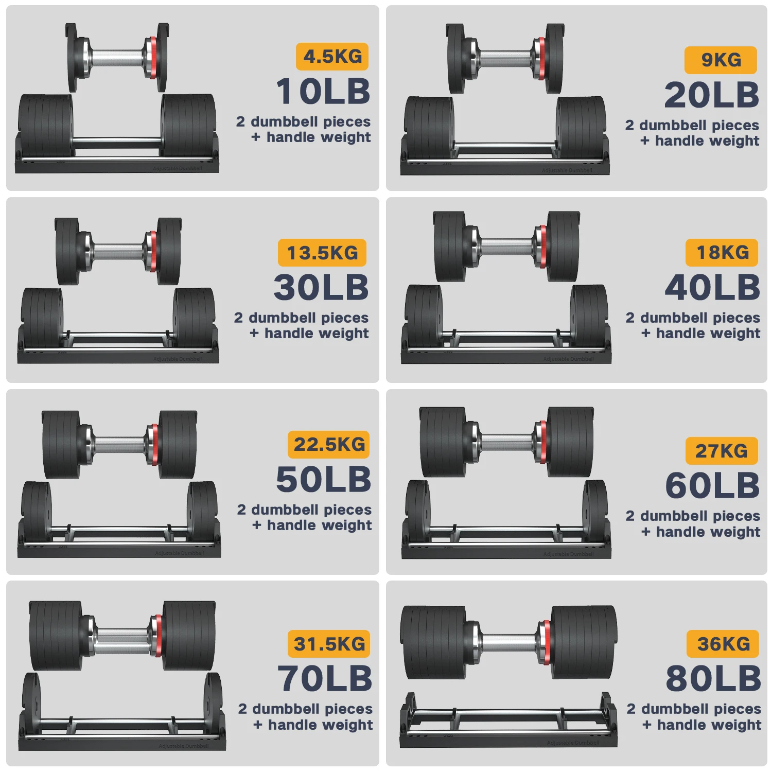 Snode Ad80 Adjustable Dumbbell 40kg 22kg 80lbs Hot Sale All Iron