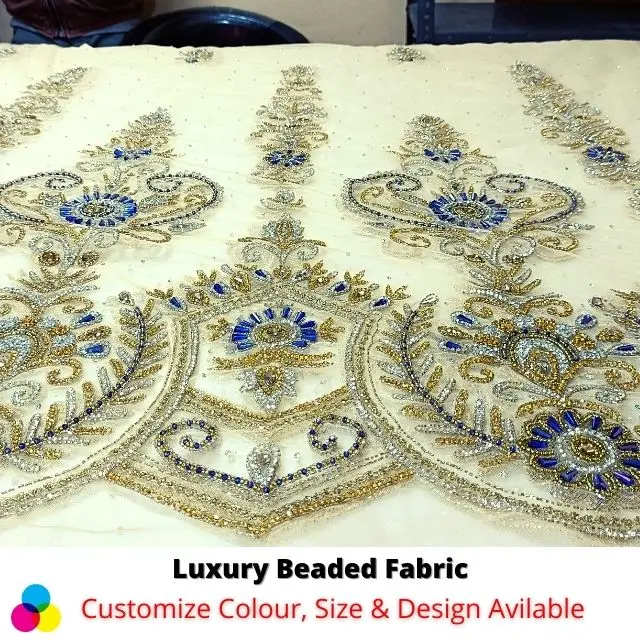 Luxury Beaded Fabric Embroidery Beaded Wholesale Factory From Indian
