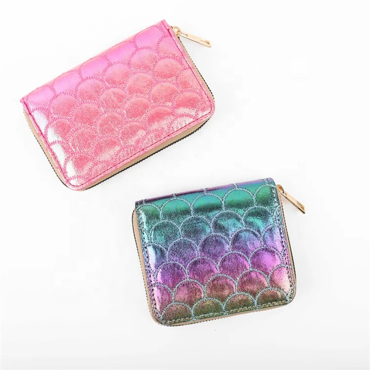 fashion laser shine mermaid portable mini purse women cute short