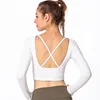 Sexy Crossed Slips Padded Yoga Top Fashion Short Style Womens Tight Running Shirts Open Back Workout Tops