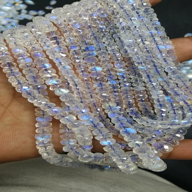 Factory Bulk Supply Natural White Rainbow Moonstone Stone Faceted