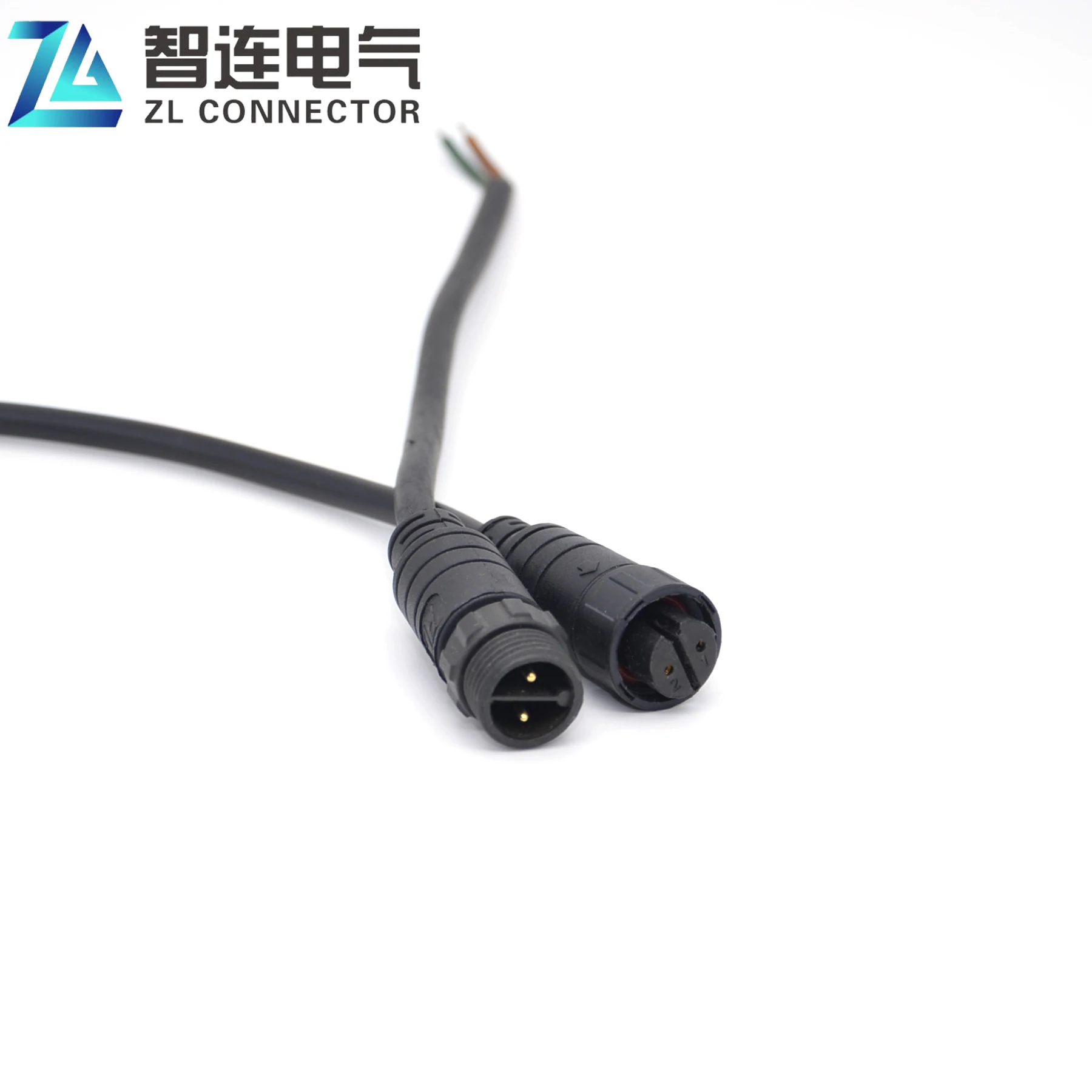 IP68 M16 2 Pin Lighting Connector Waterproof Molded Cable Led Connector