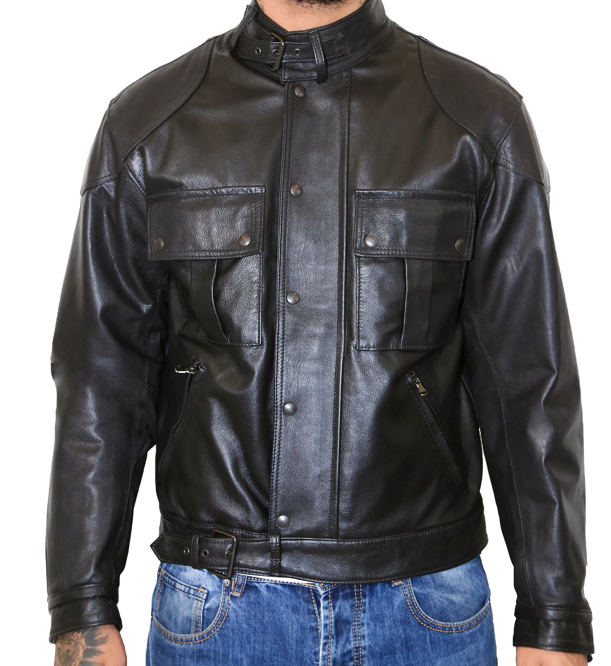 Made In Italy - Men's Leather Jacket In Genuine Leather - English ...