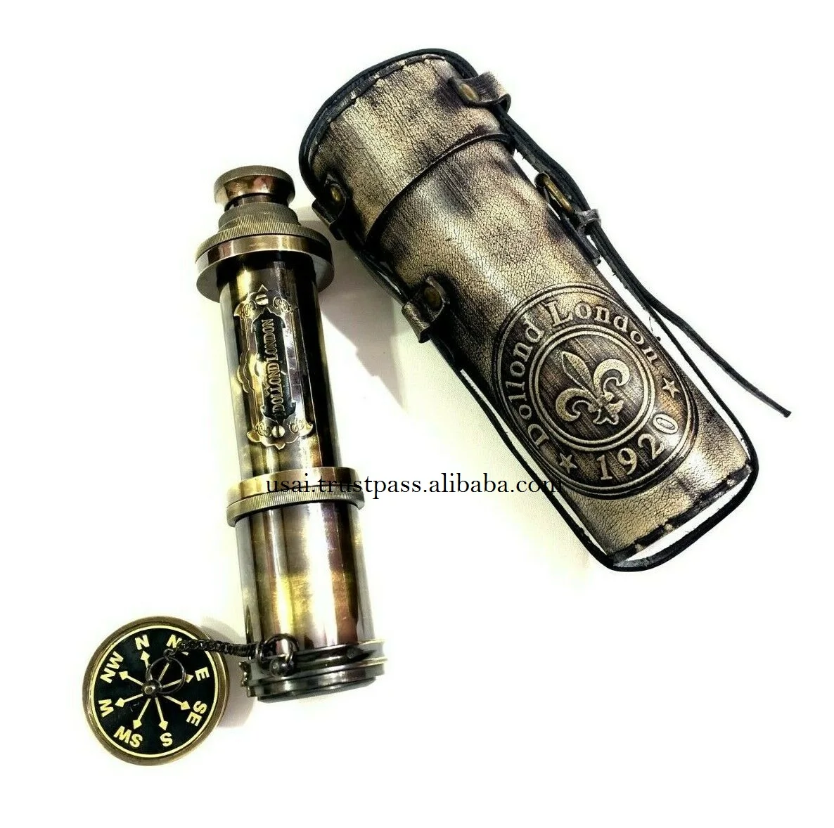 Black Antique Nautical-Mart Brass Dollond Londons 18 inches Antique Telescope/Spyglass in Leather Box 