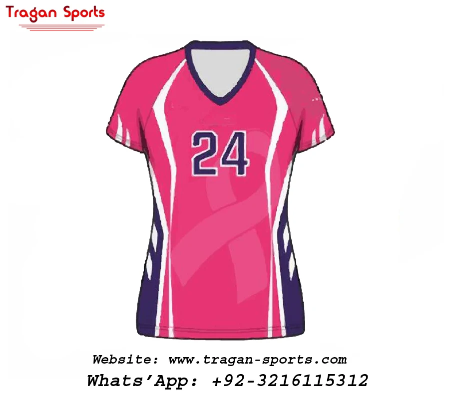 Sportswear Polyester Spandex Custom Printed Short Sleeve Women Volleyball J...
