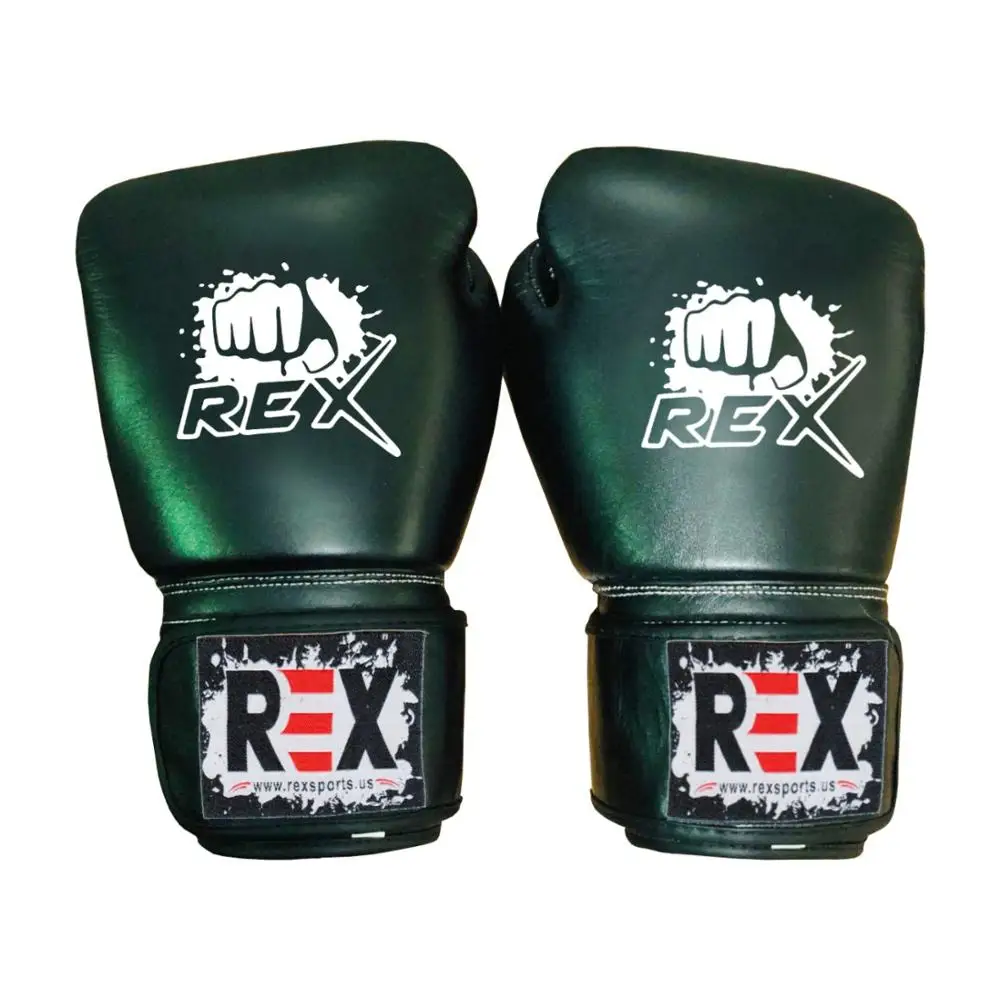 Rex Special Black And Golden Cowhide Leather Boxing Gloves For Pro Fighters 