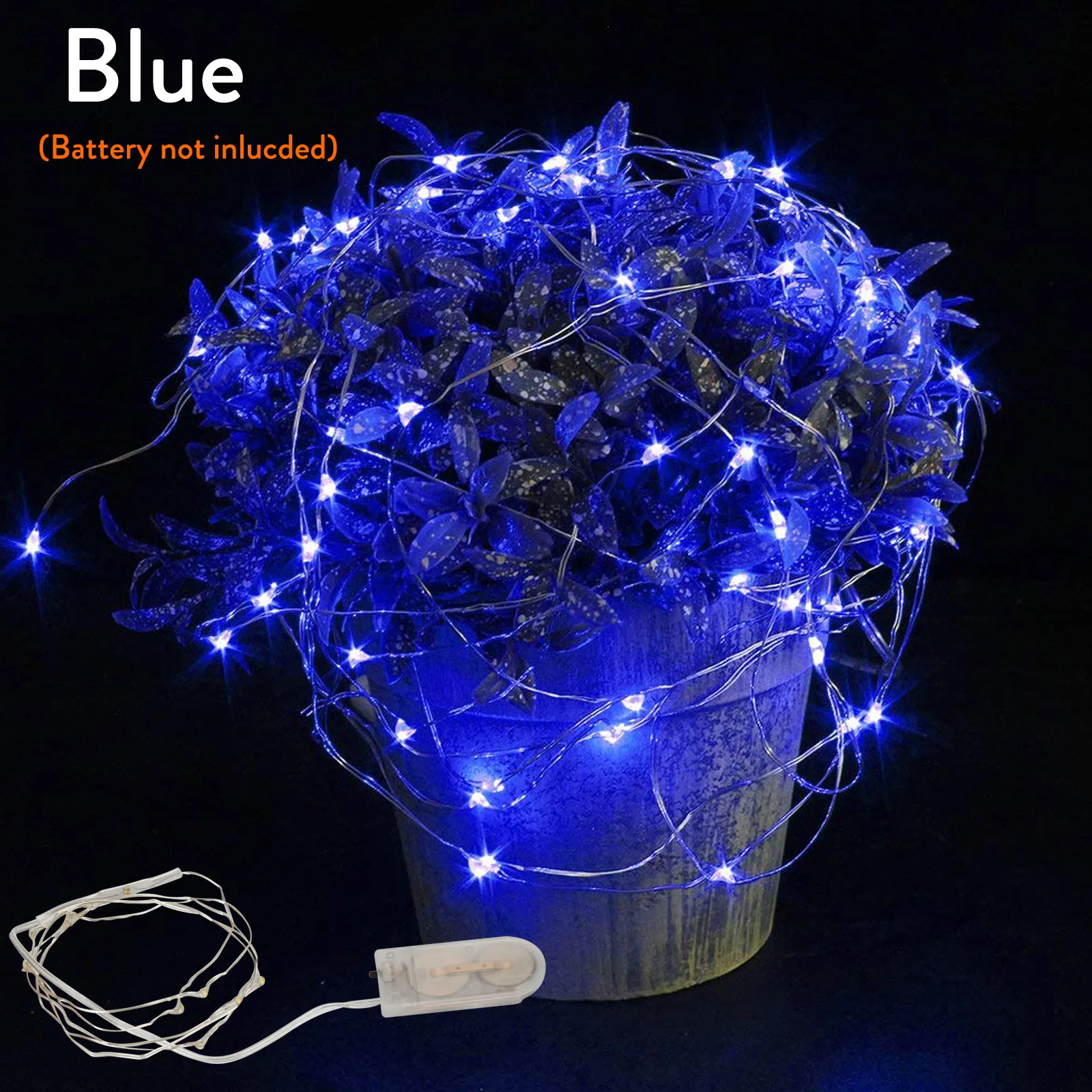 2M 20 LED Copper Wire String Fairy Light Battery Powered Blue For Xmas Decor