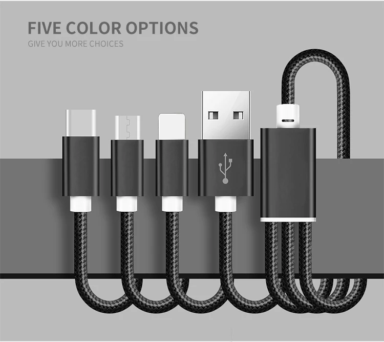 New arrival OEM micro usb data charging cable mobile phone magnetic 3 in 1 data charging cable - ANKUX.COM