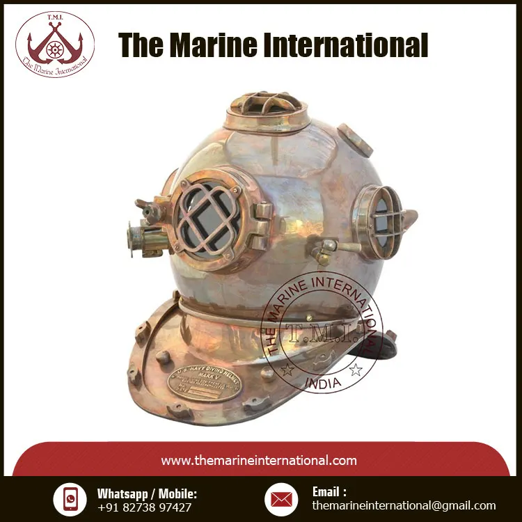 18 Inches Antique Us Navy Diving Diver Helmet Mark V Collectible Nautical Diver's Helmet