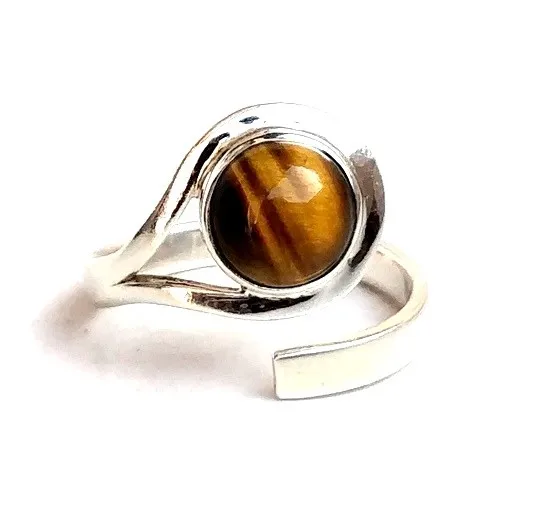 WHOLESALE 5PC 925 SOLID STERLING SILVER TIGER EYE RING LOT L401 