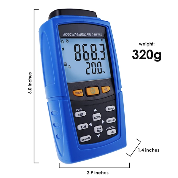 AC/DC Gaussmeter - Magnetic Field Strength Meter (3000mt)