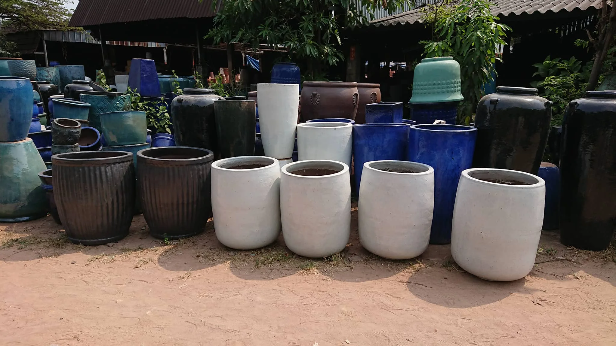 Available Stock Blue Round Glazed Pots Outdoor Pots Pottery Buy