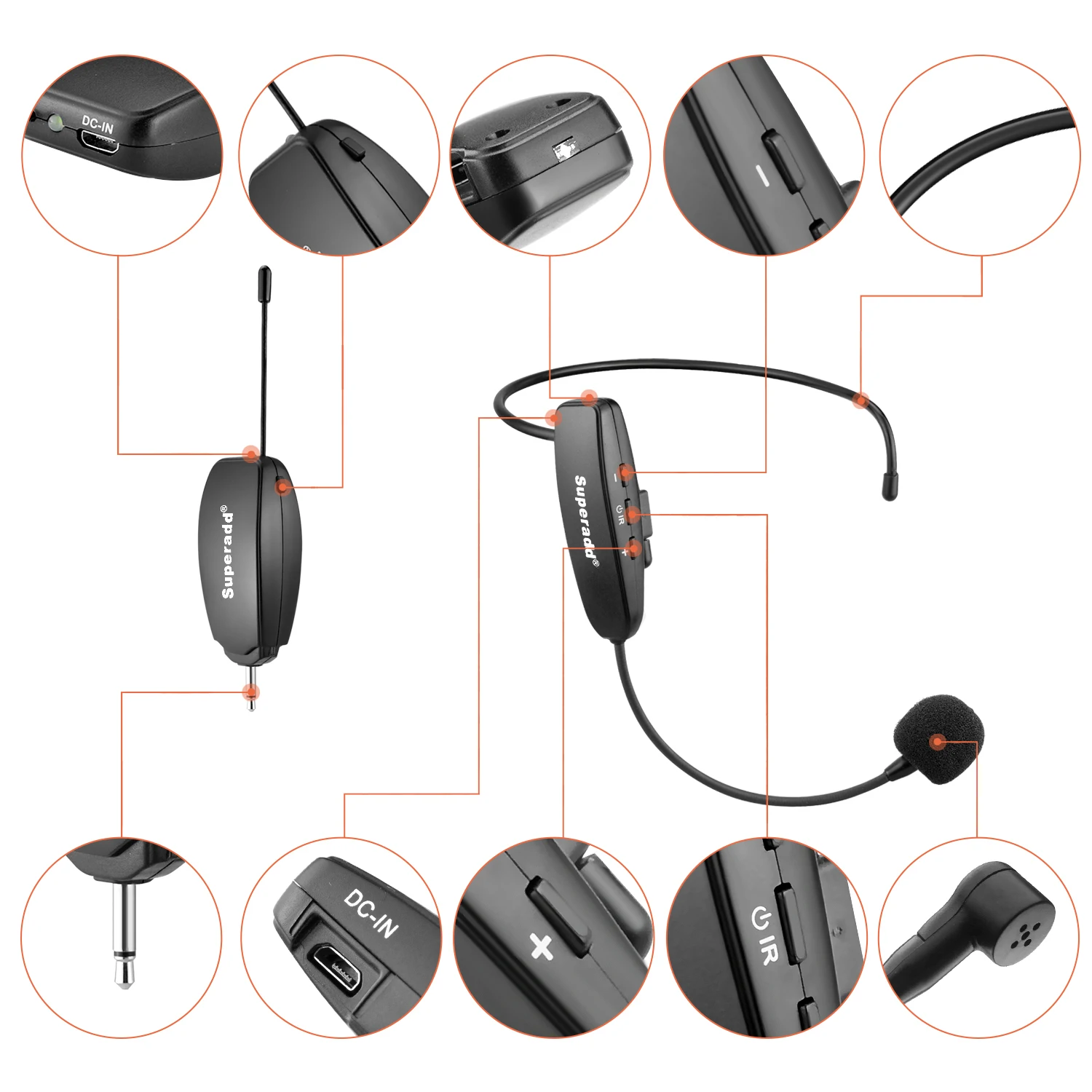 Superadd Kx620 Wireless Headset Microphones Headset Mics Ideal For