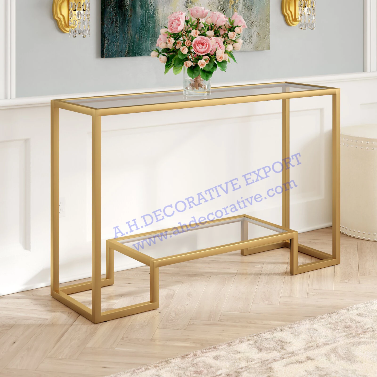 glass top console tables for sale