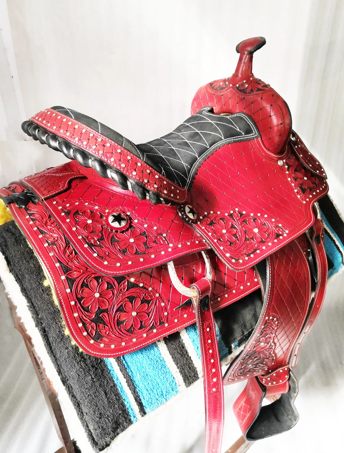 Western Horse Riding Saddle Tack Equestrian Set With Breastplate ...