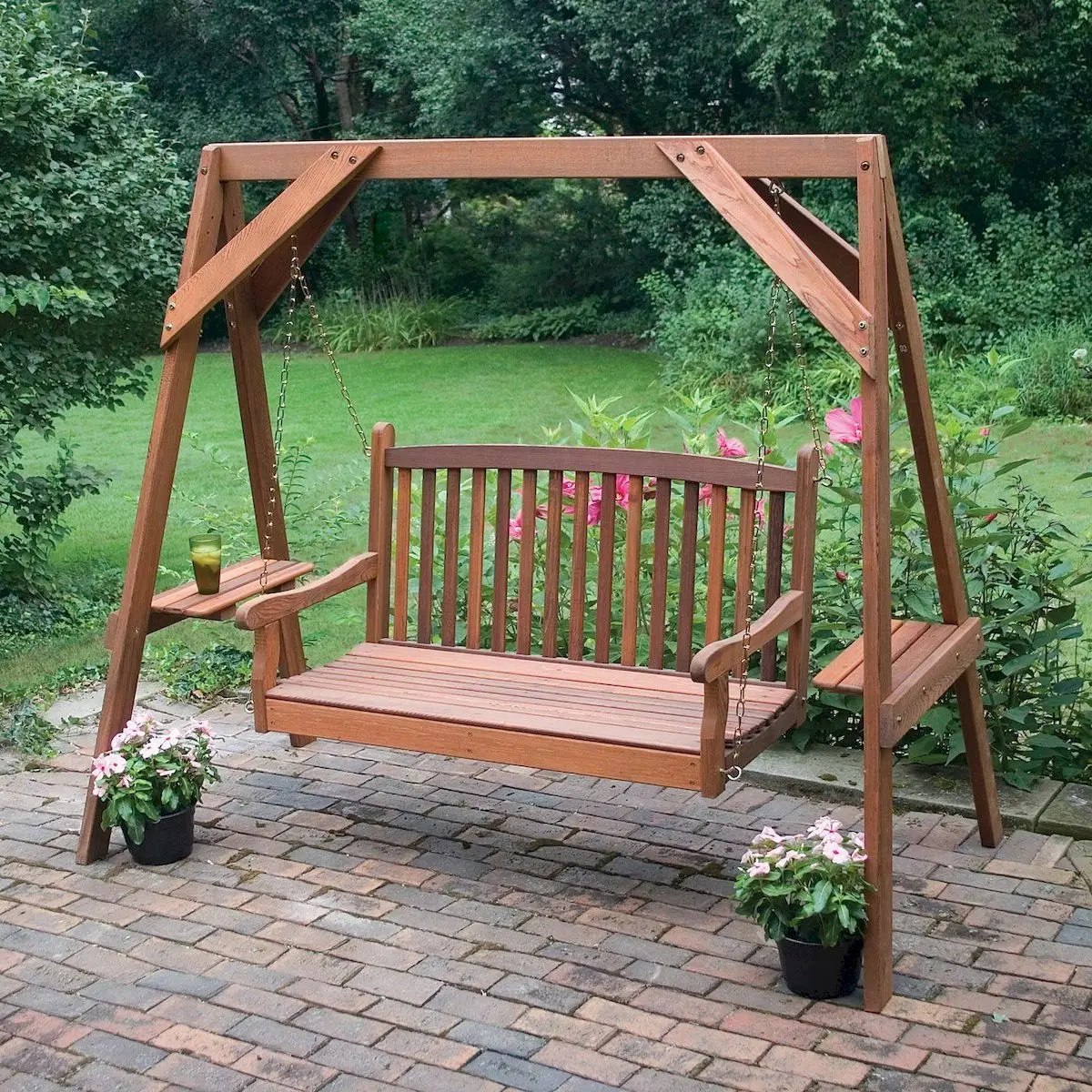 wooden garden swing set