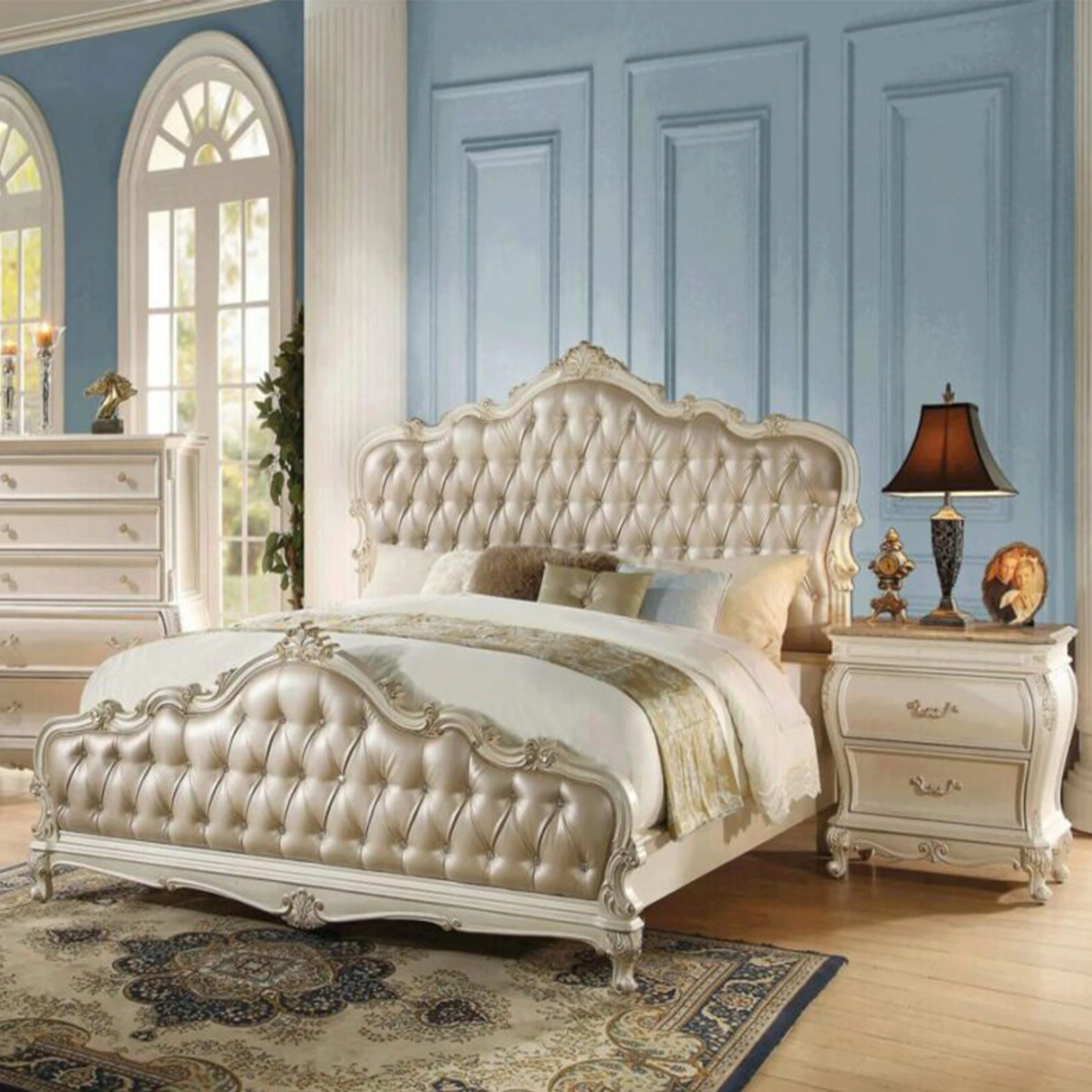 Italian Style Bed Bedroom Set Furniture Carved Wood Design Royal Classic Bedroom Set - Raimon ...