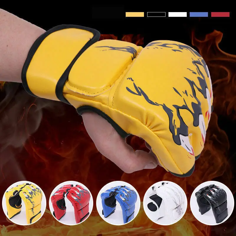 Half Fingers Leather Mens Boxing Mma Gloves/ Half Finger Grappling