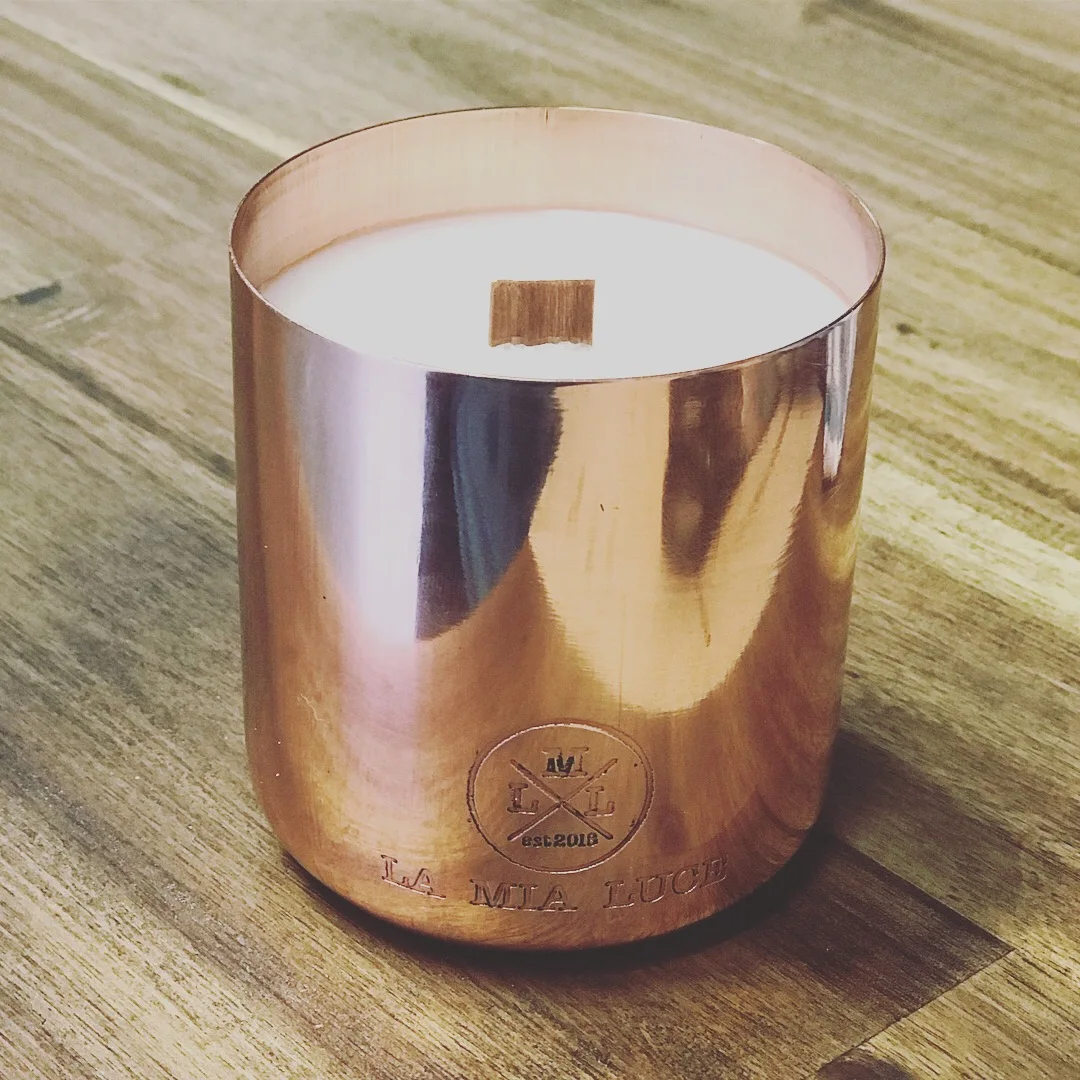 Modern 100 Pure Copper Handmade Candle Jar Customized Brand Logo Metal