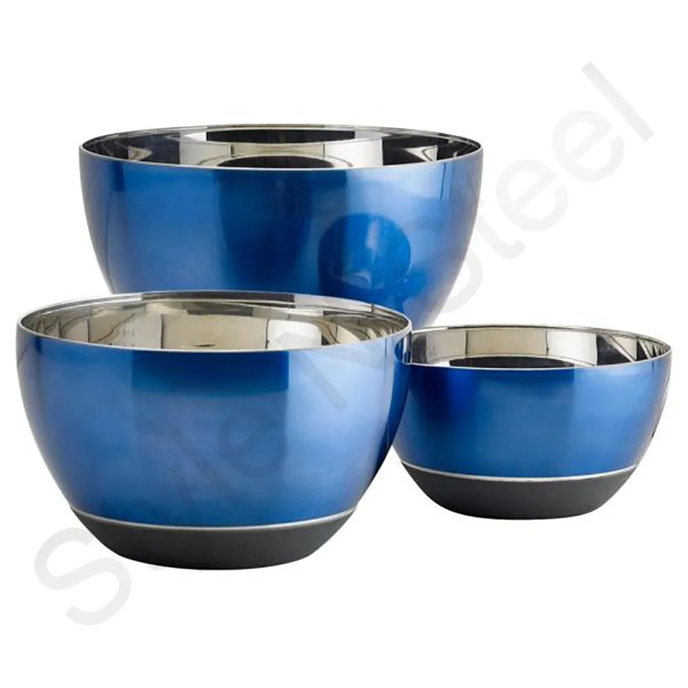 stainless steel stainless steel mixing bowl set with silicone
