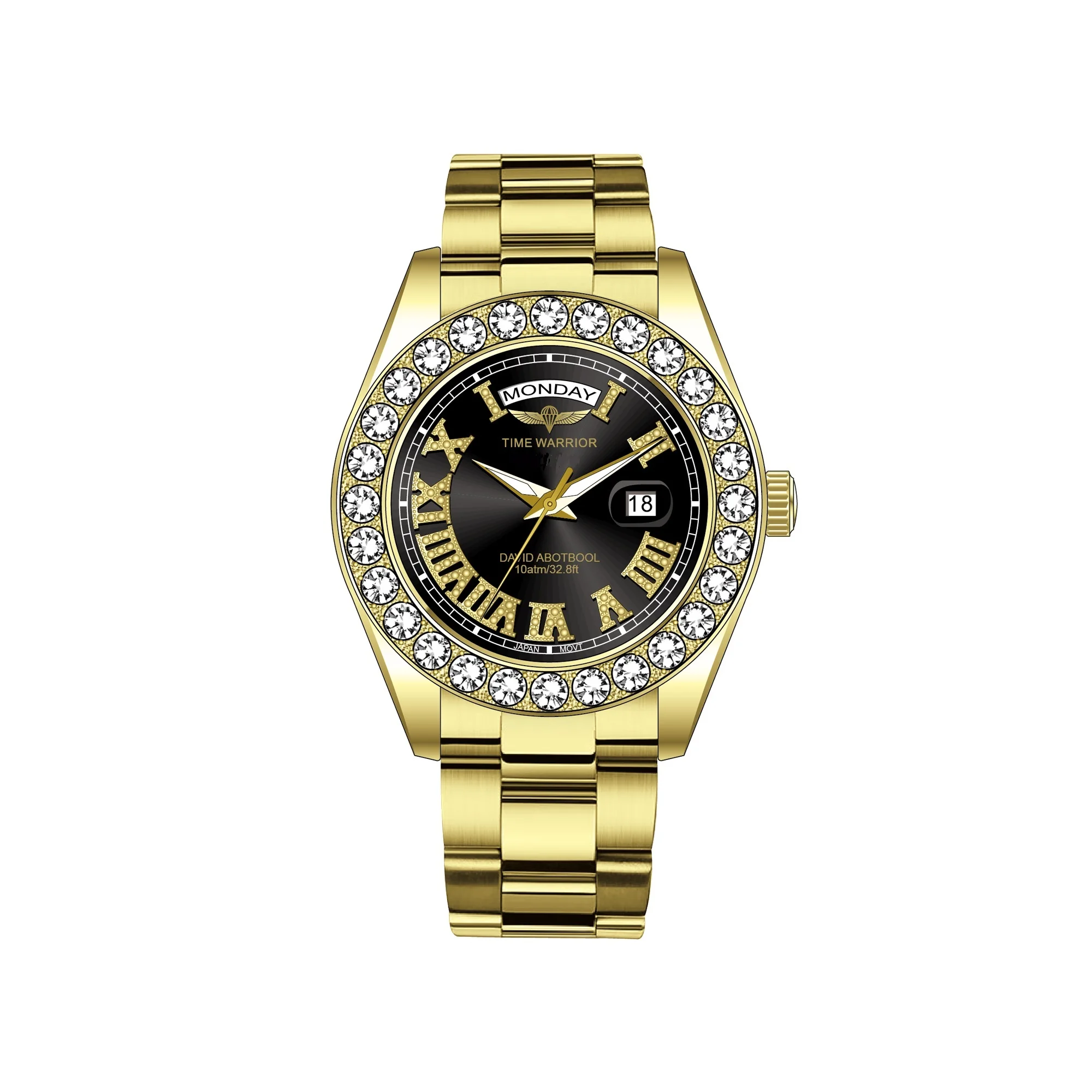 Unique Design Time Warrior Luxury Watch Men's Luxury Watch With Gold And Diamonds Buy Men's