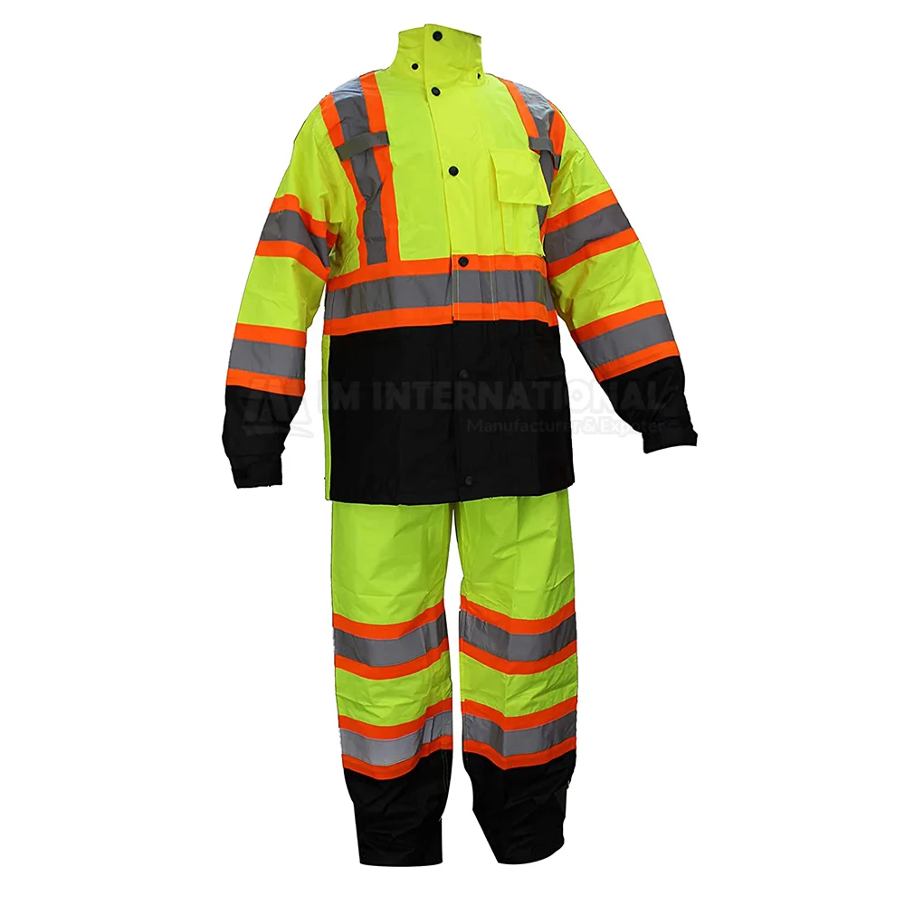 Breathable Hi Visibility Reflective Rain Suit For Construction Rain ...