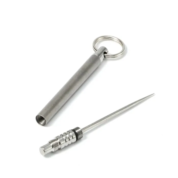 Titanium Outdoor Edc Toothpick Bottle Fruit Fork Camping Tool Toothpick-Holder