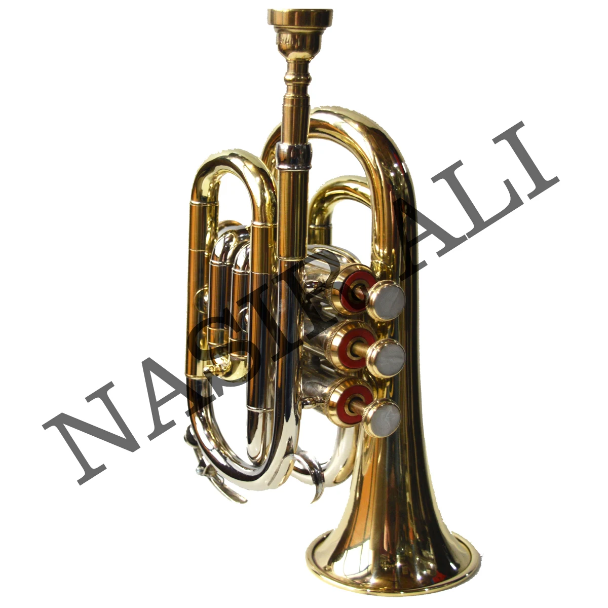 NASIR ALI NEW PROFESSIONAL POCKET TRUMPET BRASS NICKEL BB PITCH PREMIUM QUALITY WITH INCLUDE HARDCASE AND MOUTHPIECE