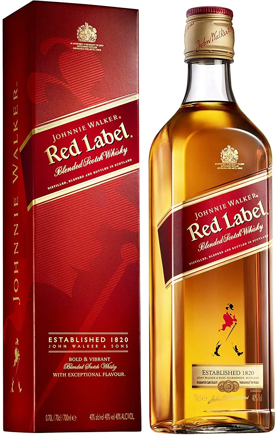 johnnie walker red label blended scotch whisky 70cl with gift