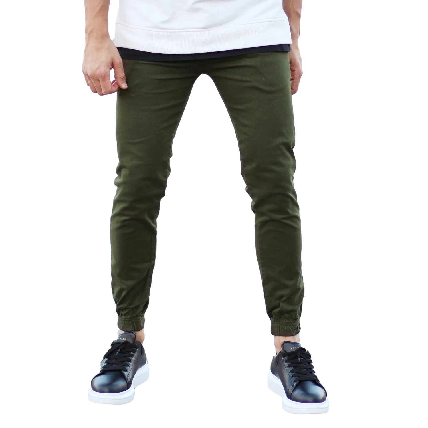 Cotton 100 Mens Gabardine Casual Pants In Khaki Trousers Slim Fit With