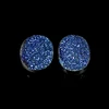 1 Pair Blue Druzy Oval 12x16mm 13.6 Cts