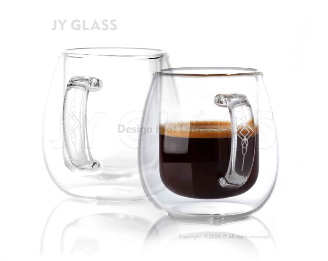 

Large Double Walled Glass Insulated Espresso Coffee Cups, Clear