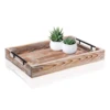 Rustic Large Ottoman Tray with Handles 20"x14" Wooden Coffee Table Tray for Ottoman Trays for Coffee Table Wooden Serving Trays