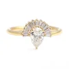 LOZRUNVE Vintage Teardrop Pear Baguette Crown Art Deco Stacked Ring Silver 925